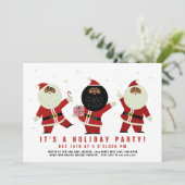 おもしろ かわいい ダンシング ブラックサンタ パーティー 招待状 (スタンド正面)