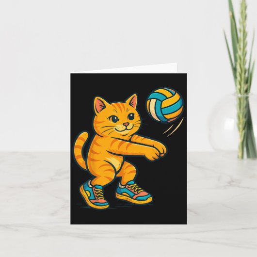 おもしろ かわいい 猫 バレーボール選手 ファンT Trainer T カード (正面)