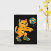 おもしろ かわいい 猫 バレーボール選手 ファンT Trainer T カード (黄色い花)