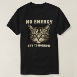 おもしろ「まだ疲れてる」ネコのミニマリストデザイン Tシャツ