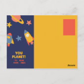 おもしろ オーダーメイド - 青 イラスト 惑星 ポストカード (裏面)