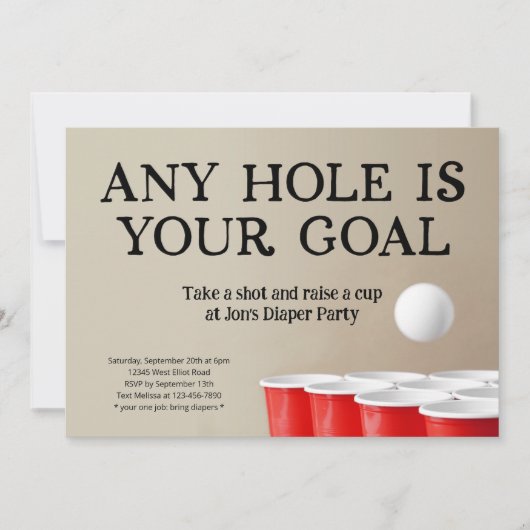 おもしろ ビアポン おむつ パーティー 招待状 (正面)