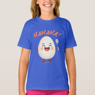 おもしろ 笑い卵 カートゥーン ガールズ Tシャツ かわいい