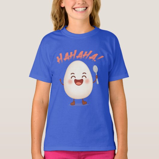 おもしろ 笑い卵 カートゥーン ガールズ Tシャツ | かわいい (正面)