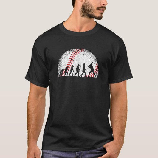 おもしろ 野球 進化 野球選手 メンズ 少年 Tシャツ (正面)