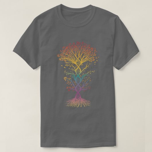おもしろDNA Tシャツ 生命の木 遺伝学 生物学教師 (デザイン正面)