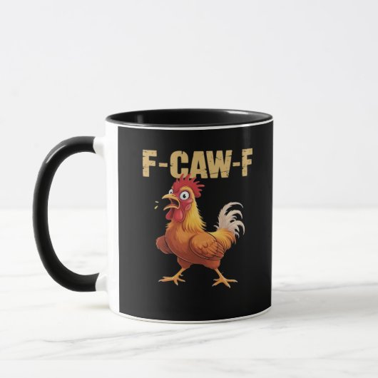 おもしろF-Caw-Fニワトリおもしろトレンディー マグカップ (左)