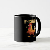 おもしろF-Caw-Fニワトリおもしろトレンディー マグカップ (正面右)