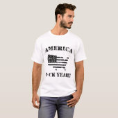 おもしろTシャツアメリカF*CK YEAH!-ディストレスト Tシャツ (正面フル)