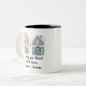 おもし前だけ隣に住んでいた名前をカスタムする ツートーンマグカップ (正面左)