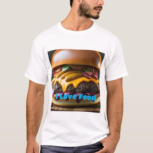 おもし前のグルメこのtシャツは君のためだ🍔🍔🍕🍕🍟😋 tシャツ (正面)