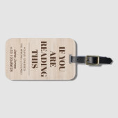 おもし前の読ことわざはおもしろいブラウンBG ラゲッジタグ (正面横)