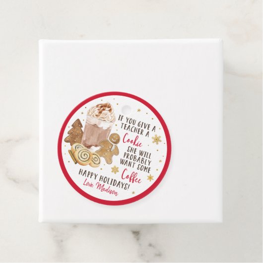 おもし前は与え先生にクッキー冬のコーヒーギフト フェイバータグ (インサイチュ)
