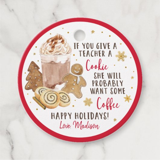 おもし前は与え先生にクッキー冬のコーヒーギフト フェイバータグ (正面)
