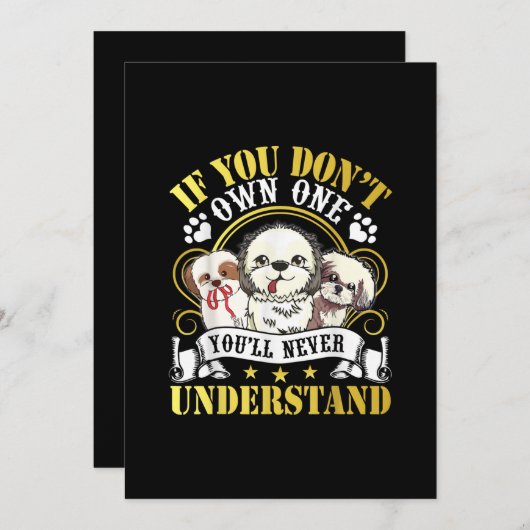 おもし前は1つのシーズー(犬)Tzu犬を所有していない下に決して サンキューカード (正面/裏面)