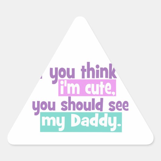 おもし父さ考えん見て見て可愛い 三角形シール (正面)