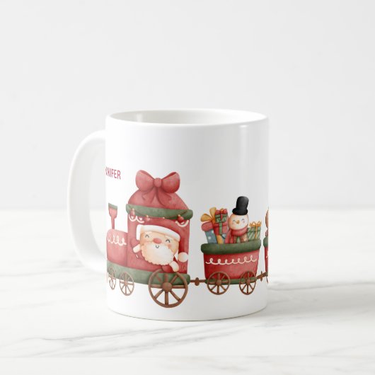 おもちゃお洒落付きヴィンテージクリスマストレイン コーヒーマグカップ (正面左)