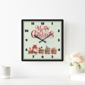 おもちゃお洒落付きヴィンテージクリスマストレイン スクエア壁時計 (ホーム)