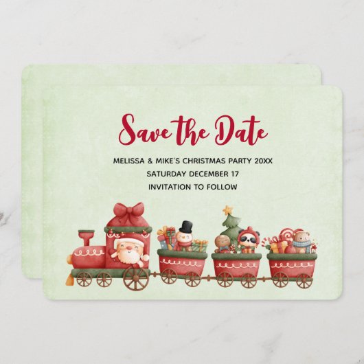 おもちゃお洒落付きヴィンテージクリスマストレイン セーブザデート (正面/裏面)