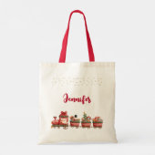 おもちゃお洒落付きヴィンテージクリスマストレイン トートバッグ (裏面)