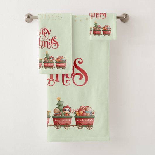 おもちゃお洒落付きヴィンテージクリスマストレイン バスタオルセット (インサイチュ)