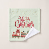 おもちゃお洒落付きヴィンテージクリスマストレイン バスタオルセット (ウォッシュタオル)