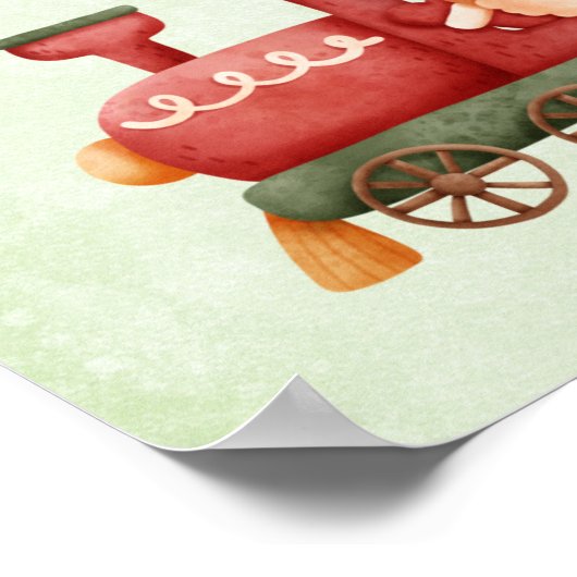 おもちゃお洒落付きヴィンテージクリスマストレイン ポスター (角)