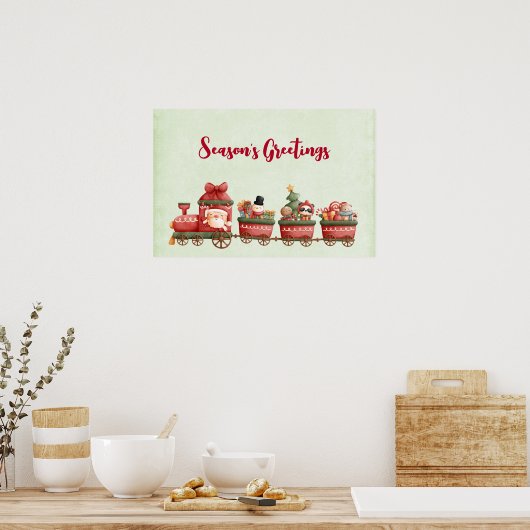 おもちゃお洒落付きヴィンテージクリスマストレイン ポスター (キッチン)