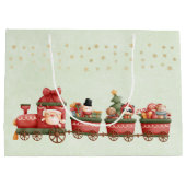 おもちゃお洒落付きヴィンテージクリスマストレイン ラージペーパーバッグ (裏面)