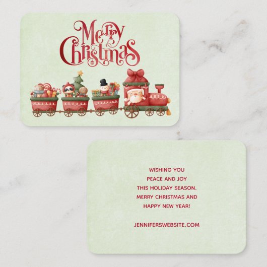 おもちゃお洒落付きヴィンテージクリスマストレイン 名刺 (正面/裏面)