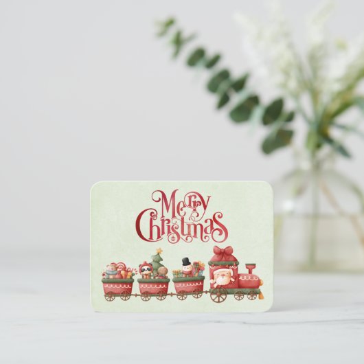 おもちゃお洒落付きヴィンテージクリスマストレイン 名刺 (スタンド正面)