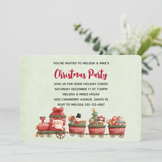 おもちゃお洒落付きヴィンテージクリスマストレイン 招待状 (スタンド正面)