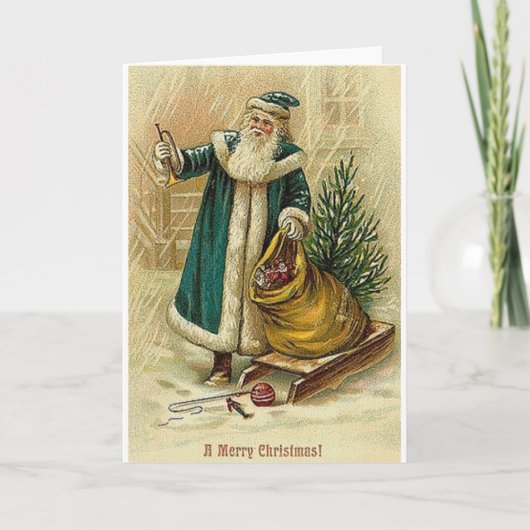 おもちゃそりビクトリアンのクリスマスカード付きサンタ シーズンカード (正面)