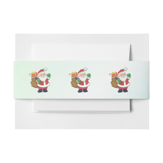 おもちゃつきグリーンサンタ 招待状ベリーバンド (正面例)