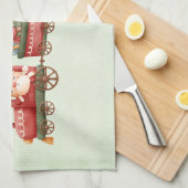おもちゃつきヴィンテージかわいいクリスマストレイン キッチンタオル (四つ折り)