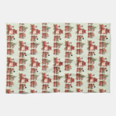 おもちゃつきヴィンテージかわいいクリスマストレイン キッチンタオル (横)