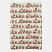 おもちゃつきヴィンテージかわいいクリスマストレイン キッチンタオル (縦)