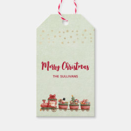 おもちゃつきヴィンテージかわいいクリスマストレイン ギフトタグ