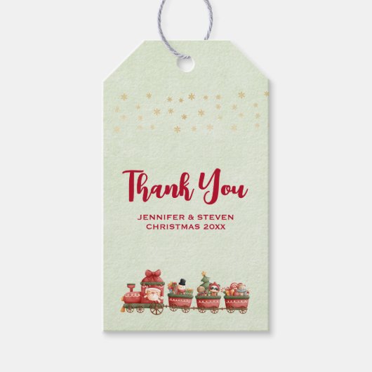 おもちゃつきヴィンテージかわいいクリスマストレイン ギフトタグ (正面)