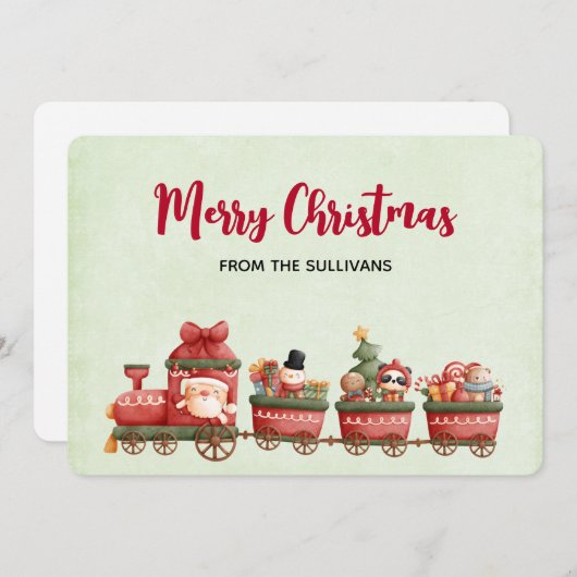 おもちゃつきヴィンテージかわいいクリスマストレイン シーズンカード (正面/裏面)