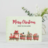 おもちゃつきヴィンテージかわいいクリスマストレイン シーズンカード (スタンド正面)