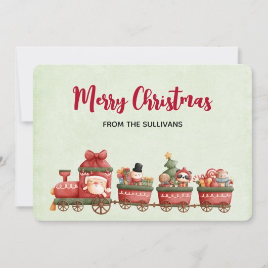 おもちゃつきヴィンテージかわいいクリスマストレイン シーズンカード (正面)