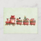 おもちゃつきヴィンテージかわいいクリスマストレイン シーズンポストカード (正面)