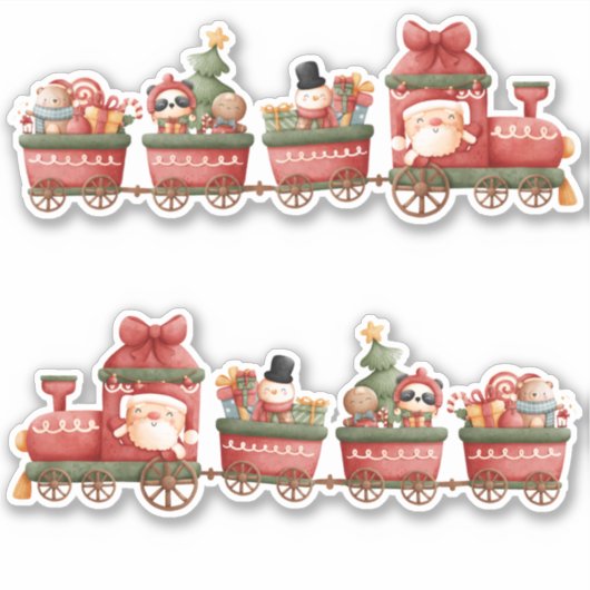 おもちゃつきヴィンテージかわいいクリスマストレイン シール (正面)