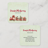 おもちゃつきヴィンテージかわいいクリスマストレイン スクエア名刺 (正面/裏面)