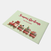 おもちゃつきヴィンテージかわいいクリスマストレイン ドアマット (アングル)