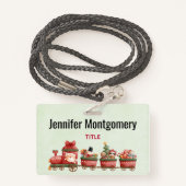 おもちゃつきヴィンテージかわいいクリスマストレイン バッジ (裏面ランヤード)