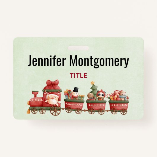 おもちゃつきヴィンテージかわいいクリスマストレイン バッジ (正面)