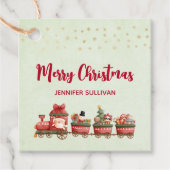 おもちゃつきヴィンテージかわいいクリスマストレイン フェイバータグ (正面)