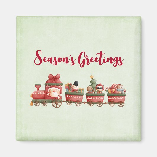 おもちゃつきヴィンテージかわいいクリスマストレイン マグネット (正面)